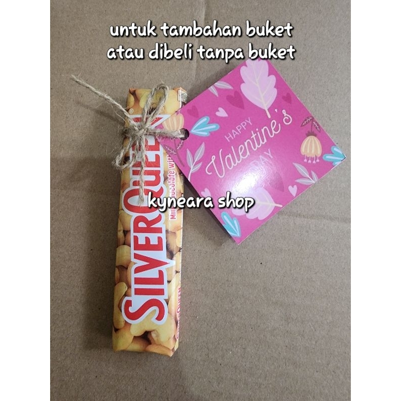 

silverqueen 25gr cashew / almond untuk tambah ke buket atau dibeli bijian