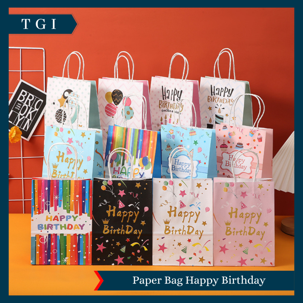 

TGI - PAPER BAG ULANG TAHUN GOODIE BAG HAPPY BIRTHDAY TAS HADIAH HAMPERS KADO MOTIF ULANG TAHUN BIRTHDAY GIFT BAG