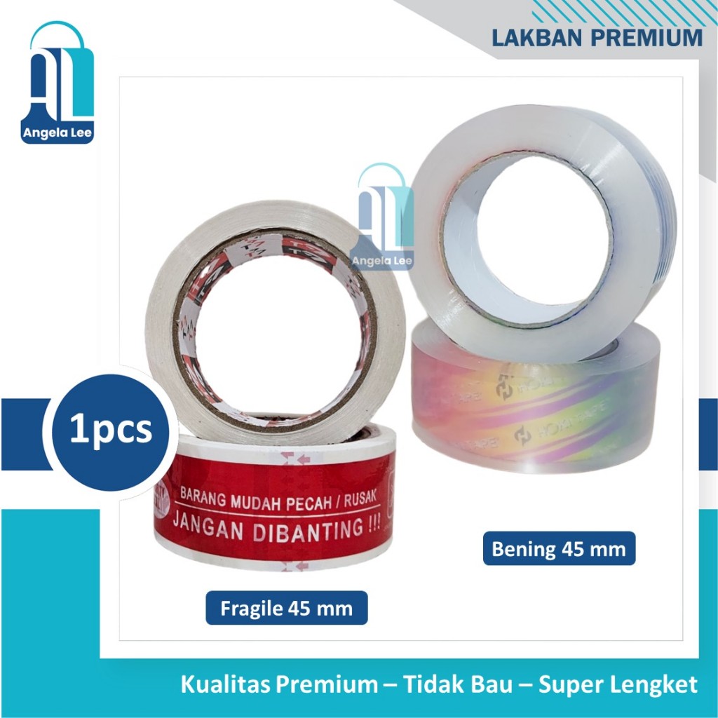 

Lakban Bening Transparan Fragile Merah 200yard 100yard tidak bau super lengket