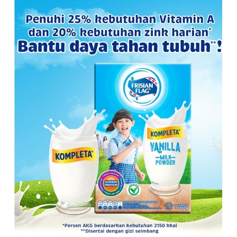 

SUSU BUBUK FRISIAN FLAG KOMPLETA RASA COKELAT & VANILLA 800GR