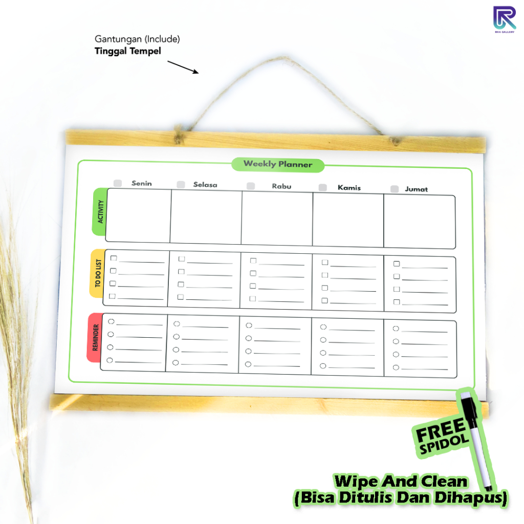 

RHA GALLERY Planner Schedule Weekly Planner Jadwal Mingguan Tugas Anak Wipe And Clean List Jadwal