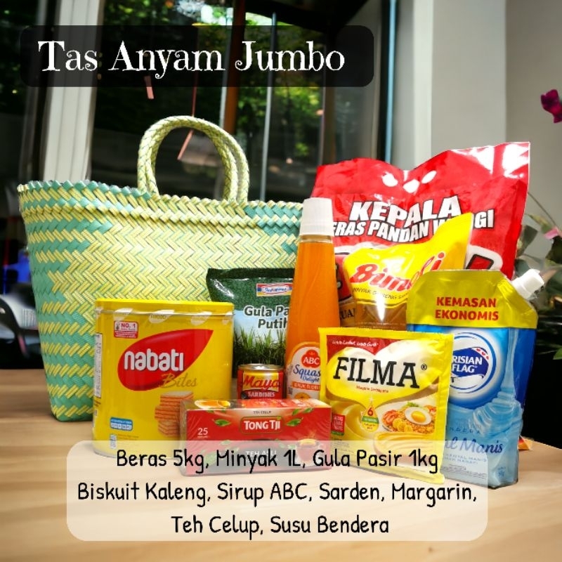 Tas Anyam Lurik Tas Keranjang Belanja Jumbo
