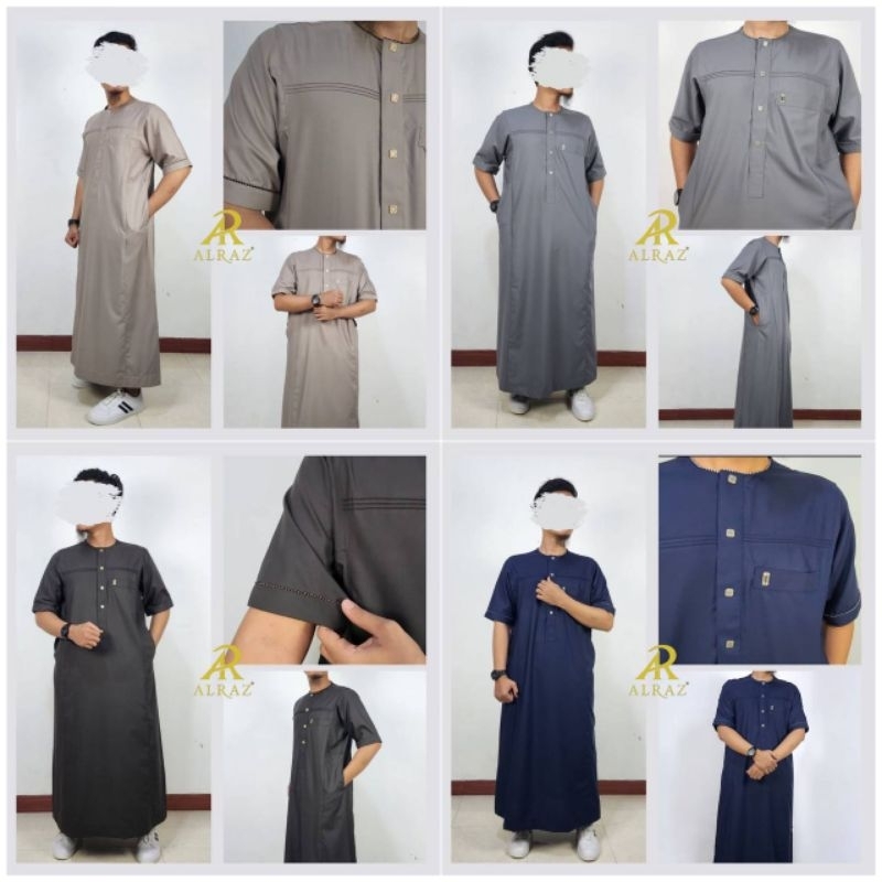 JUBAH AL RAZ HANAFI KERAH OBLONG LENGAN PENDEK BAHAN KATUN PREMIUM