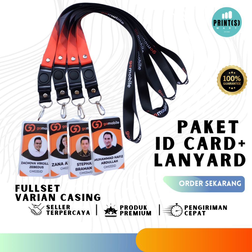 

Tali Lanyard + ID Card Custom Karyawan Corporate/UKM /Event + Varian Casing/Holder ID Card, Paket Fullset, Premium Quality