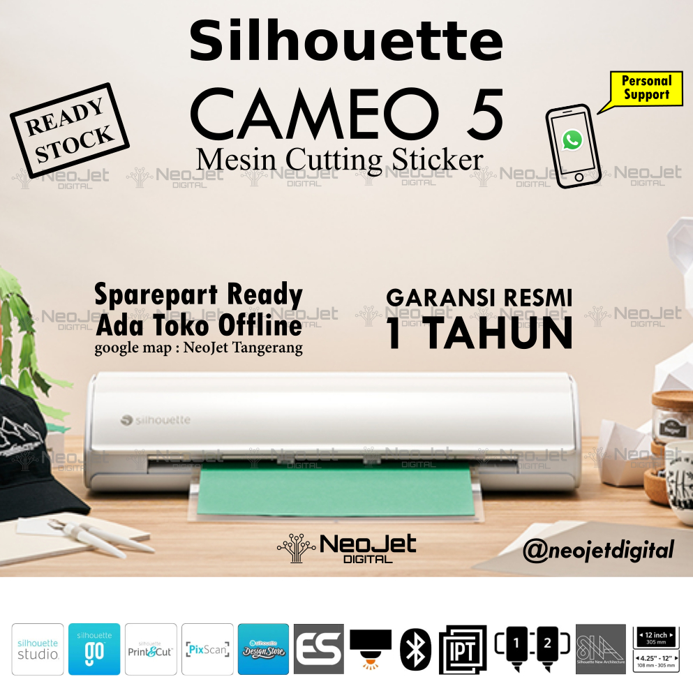 

Mesin Cutting Silhouette Cameo 5 Putih untuk potong Sticker Kertas Karton Cardboard Bunga Kertas Art and Craft Stiker Balon Cake Topper