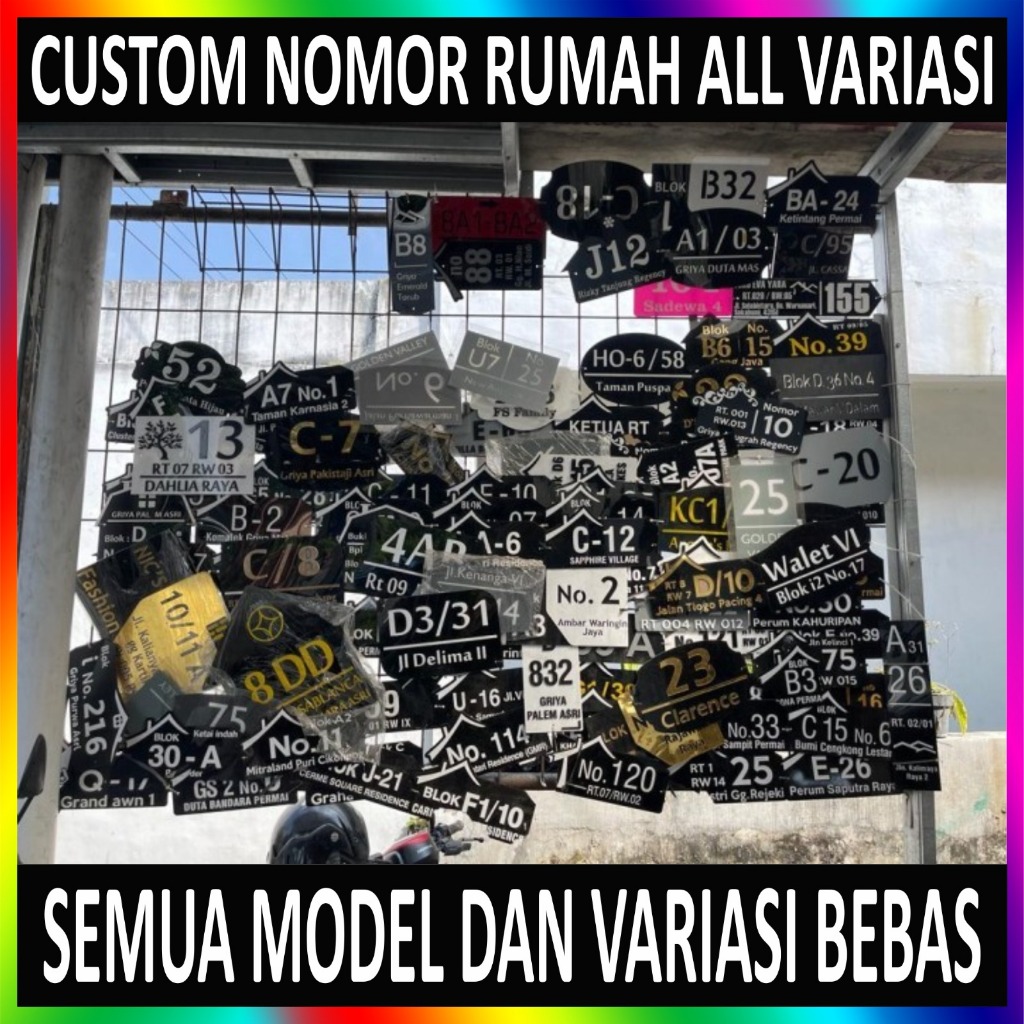 Nomor Rumah Custom Acrylic Plat Stainless Semua Model dan Varian