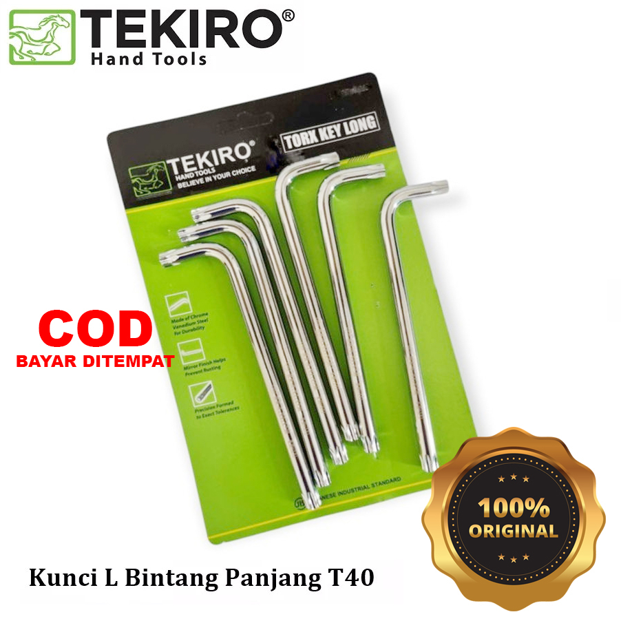 (1 SET ) ( 1 PCS ) TEKIRO Kunci L bintang T40 Panjang TANPA Lubang Torx Key Long Kunci Cakram Motor 