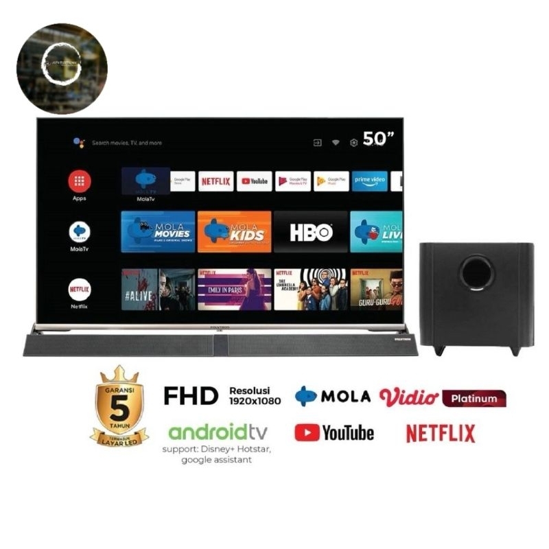 LED POLYTRON 4K UHD Smart Cinemax Soundbar  Google TV 50 Inch PLD 50BUG5959