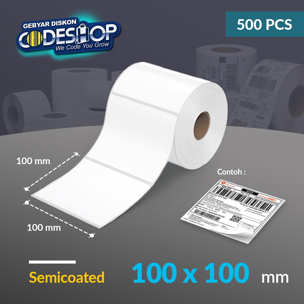 

Codeshop Label Semicoat 100 x 100 / 100x100 mm / 100x100mm 1 Line Stiker Printer Barcode 500 Pcs