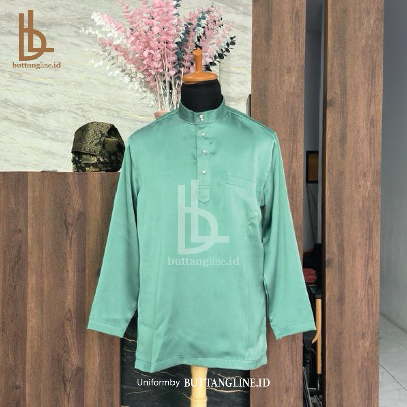 baju melayu laki laki hijau mint