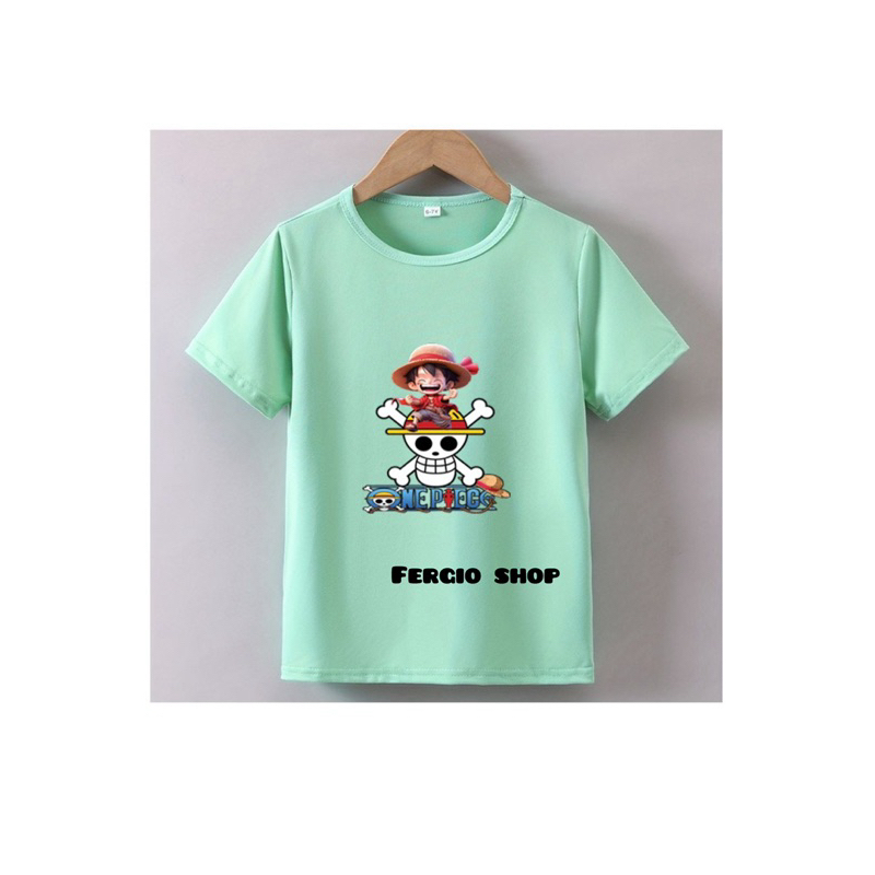 kaos anak luffy one piece/ baju kaos anak luffy/ baju anak motif kartun anime/ atasan anak one piece