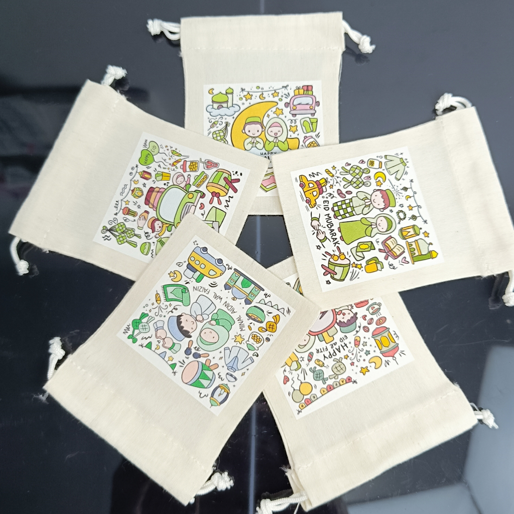 

RK Amplop Lebaran 2025 Tas Serut Dompet Unik Lucu Idul Fitri [10 Pcs]