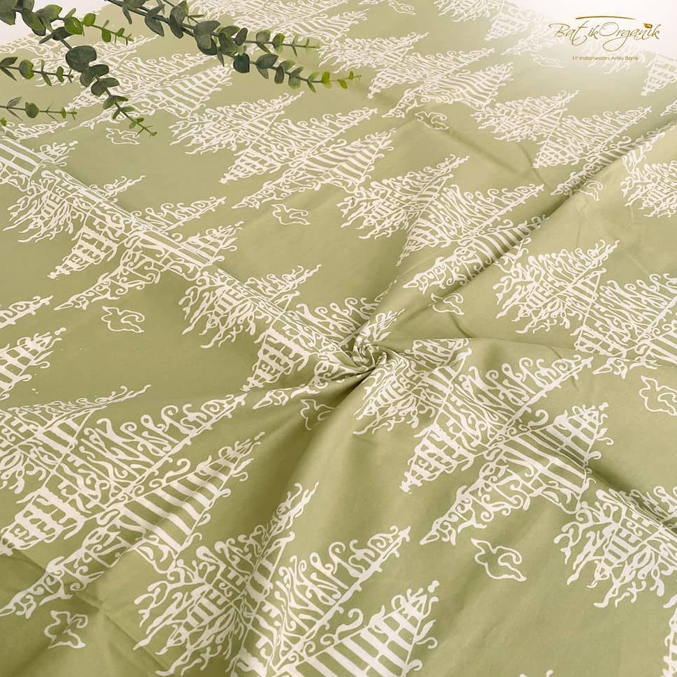 GROSIR  Kain Batik Cap Warna Sage Green