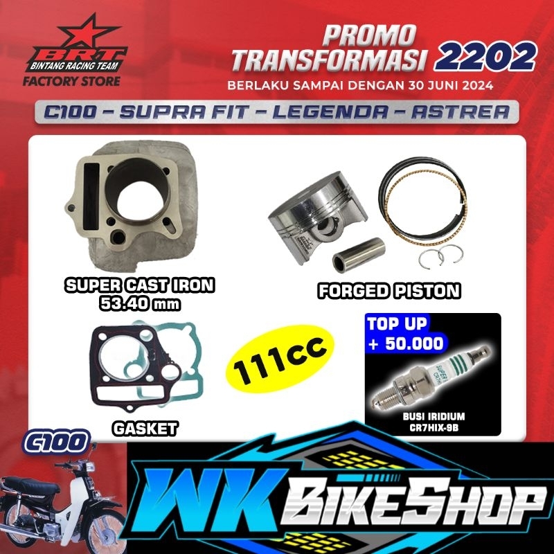 PAKET BLOK  + PISTON BRT CDI  HEAD  NOKEN AS PAKET BORE UP SUPRA FIT / C100 / LEGENDA / ASTREA