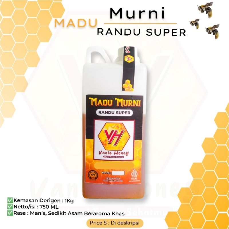 

MADU RANDU SUPER Murni Asli 1 kg (1000 gram) 100% Alami Tanpa Olahan (Raw Honey)_Mad VANIE HONEY