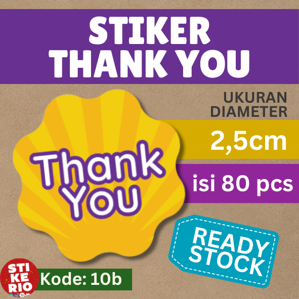

Stiker Thank You | Stiker Label Terima Kasih | ukuran 2,5cm | 80 pcs | 10b | Murah