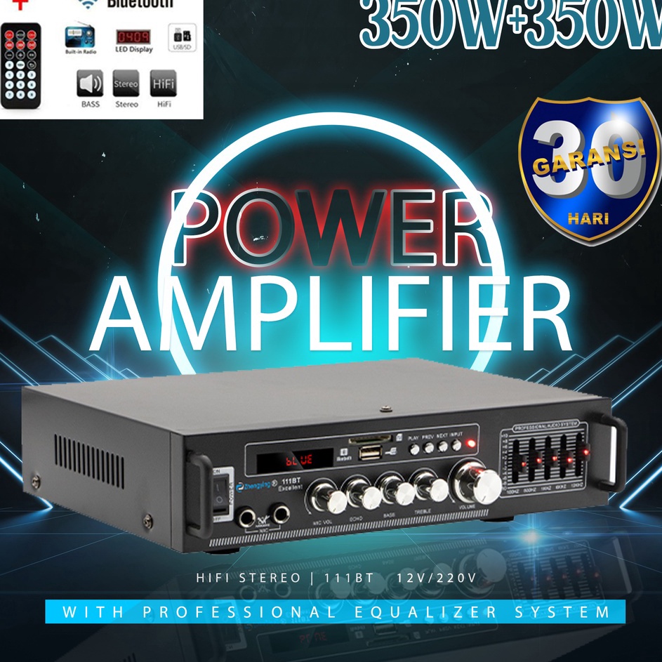 el baru AV111 Ampli Amplifier Bluetooth Audio Karaoke Home Theater FM Radio 7W l Promo Ready