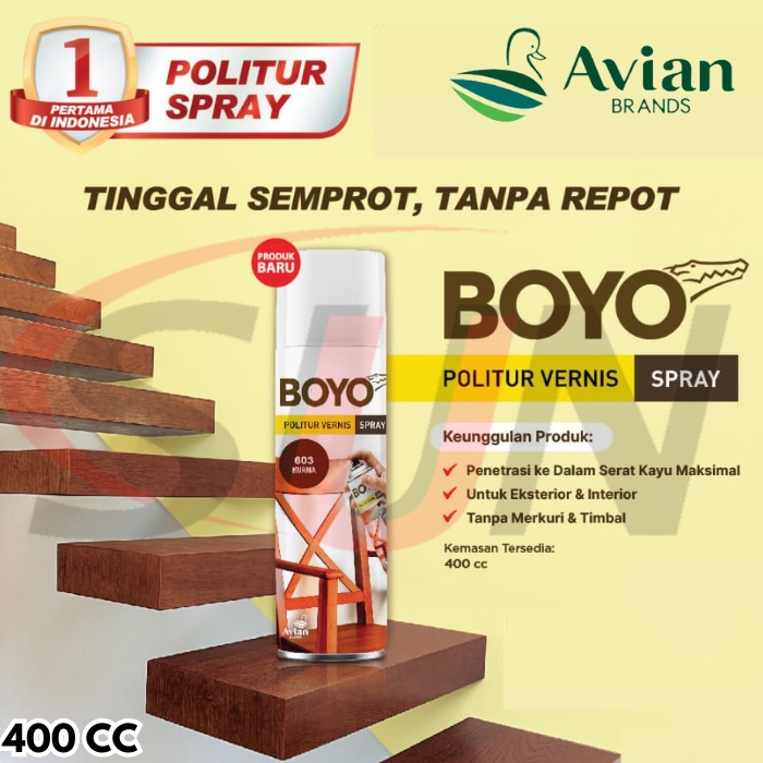 Pilox Boyo Politur Spray 400 Cc Kayu Jati Manggis Sawo Kurma Cat Semprot Pilok Plitur
