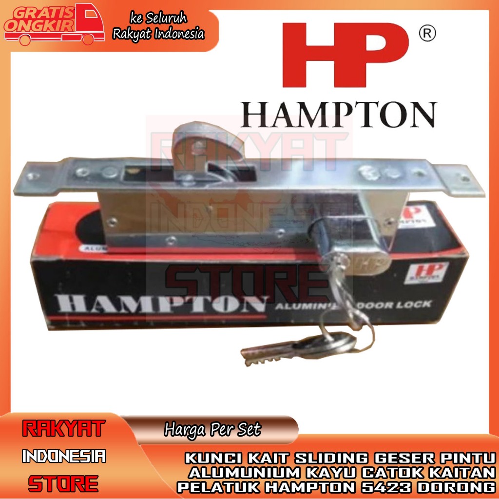 Hampton Hp Kc 5423 Satu Set Lengkap Kunci Sliding Selinding Kait Pengait Pintu Aluminium Stainless S