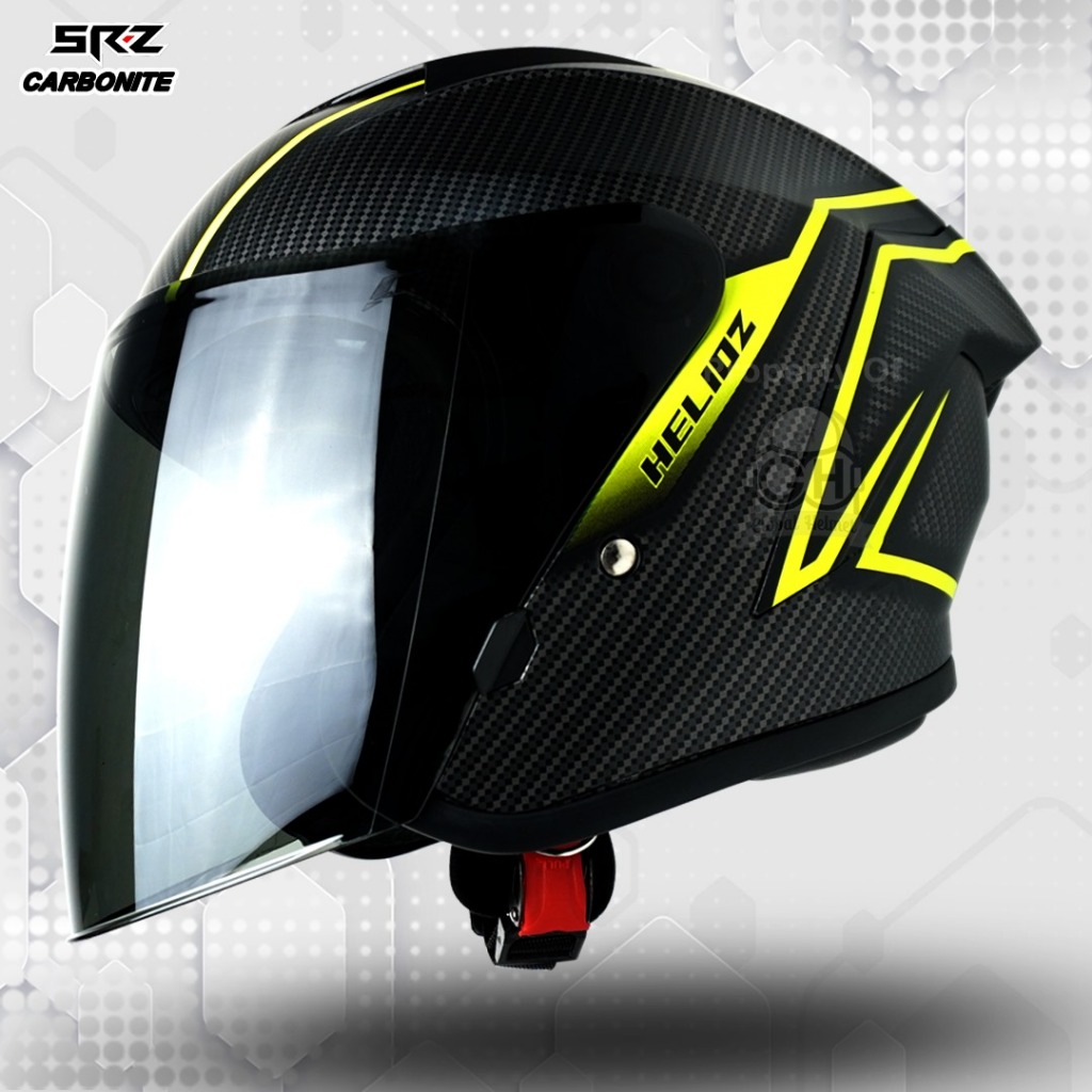 Helm Srz Helioz Carbon Black Yellow Doff Stabilo Carbonite Original