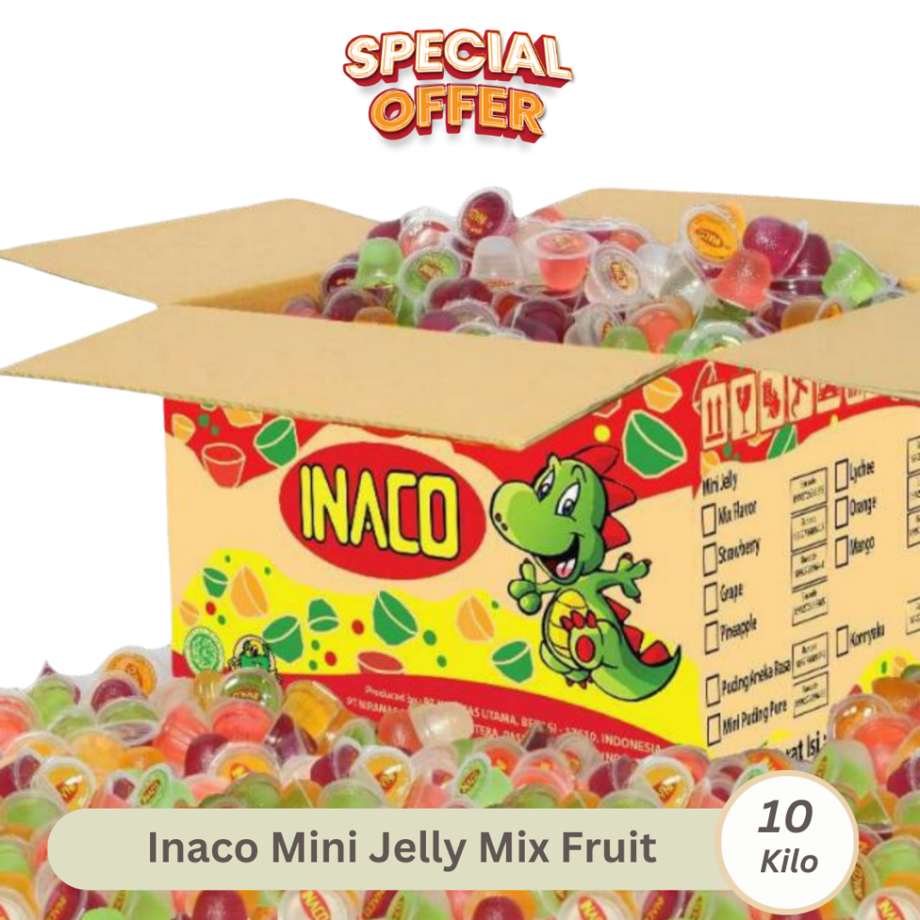 

Inaco Mini Jelly 1 Dus 10kg Mix Fruit Jely dengan Aneka Rasa Buah dan Nata de Coco