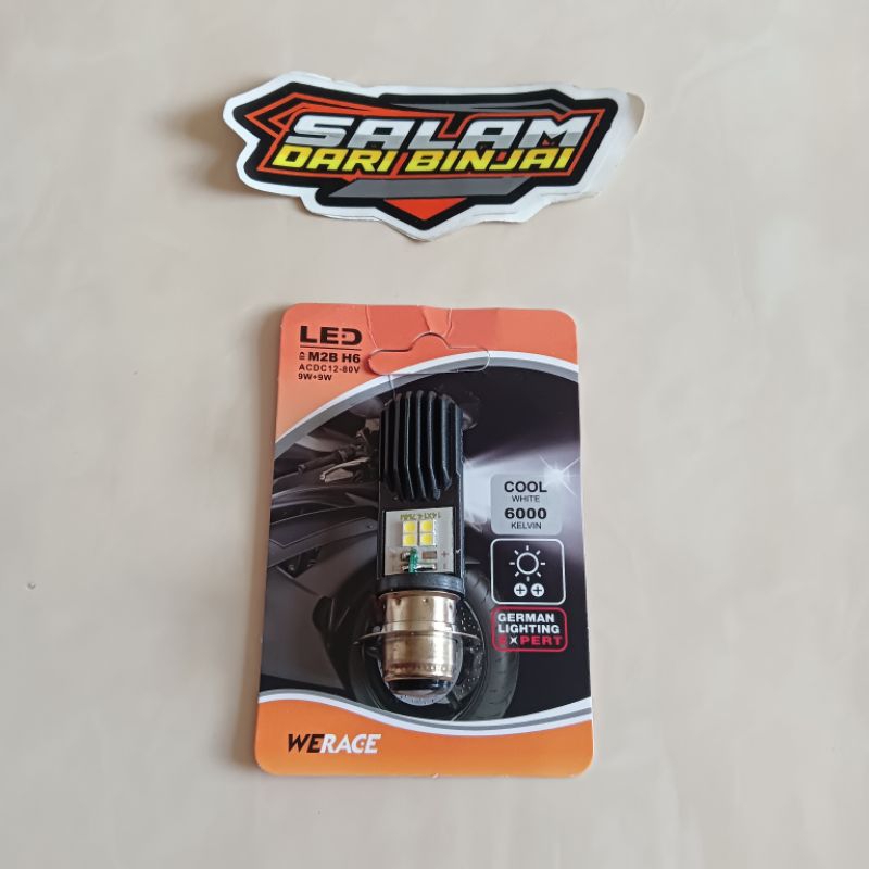 BOLA LAMPU LED DEPAN UTAMA H6 8 MATA BULB AC DC 12 VOlT KAKI MOTOR BEBEK MATIC BISA PAKAI BEAT VARIO