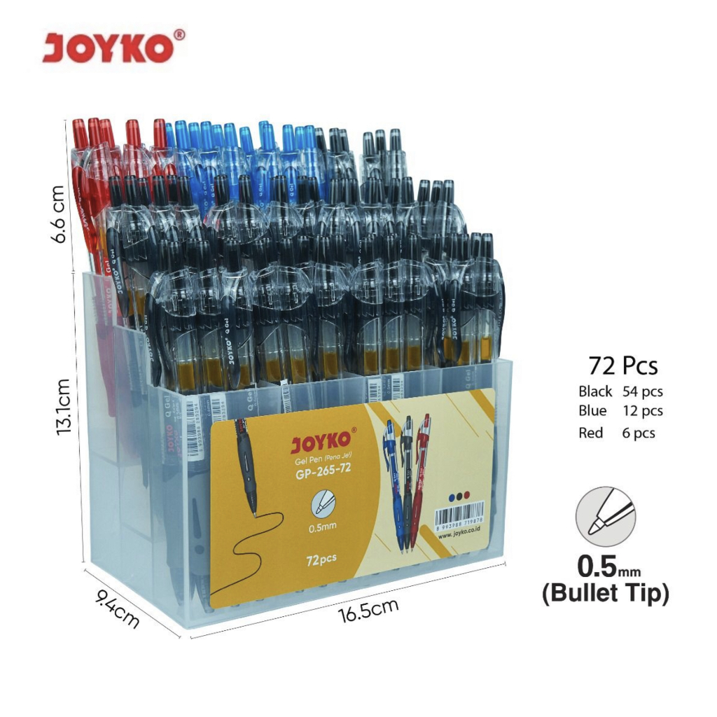 

1 SET / 72 Pcs Gel Pen Pulpen Pena Joyko GP-265 Q Gel 0.5 mm