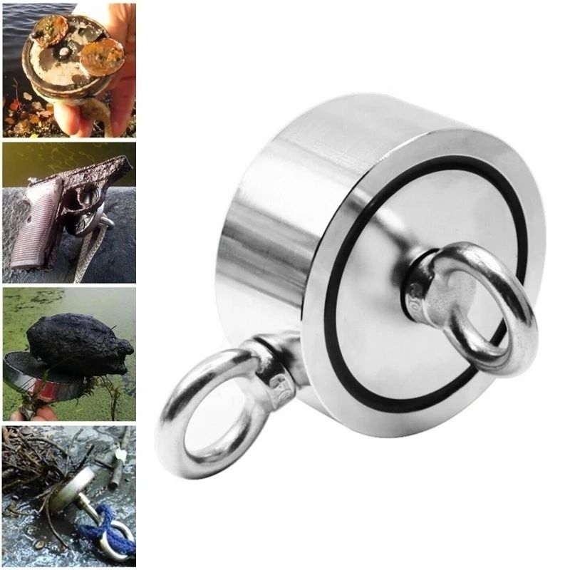 Kuat 200kg Pancingan Magnet Double Round Hook Strong Neodymium