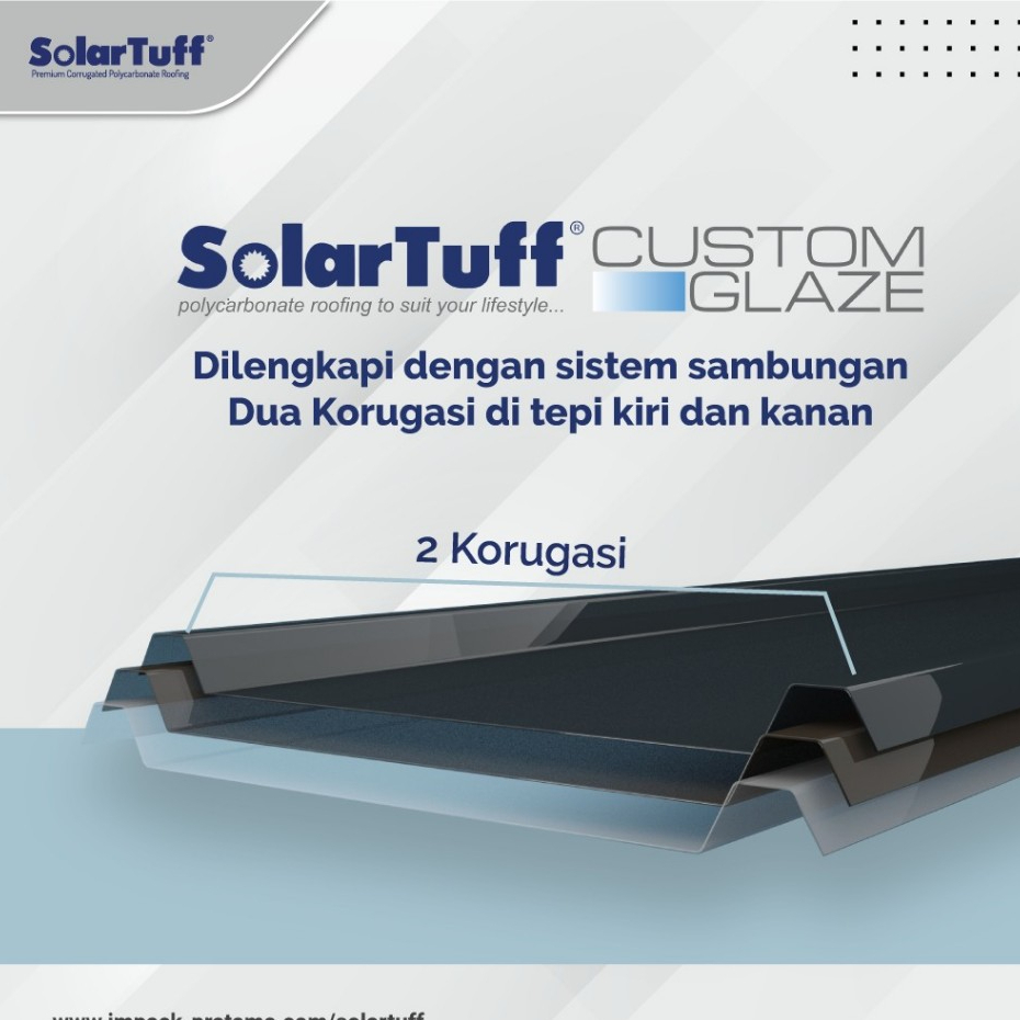 Atap Polycarbonate Solid 2mm Solartuff Custom Glaze 6 meter | surabaya