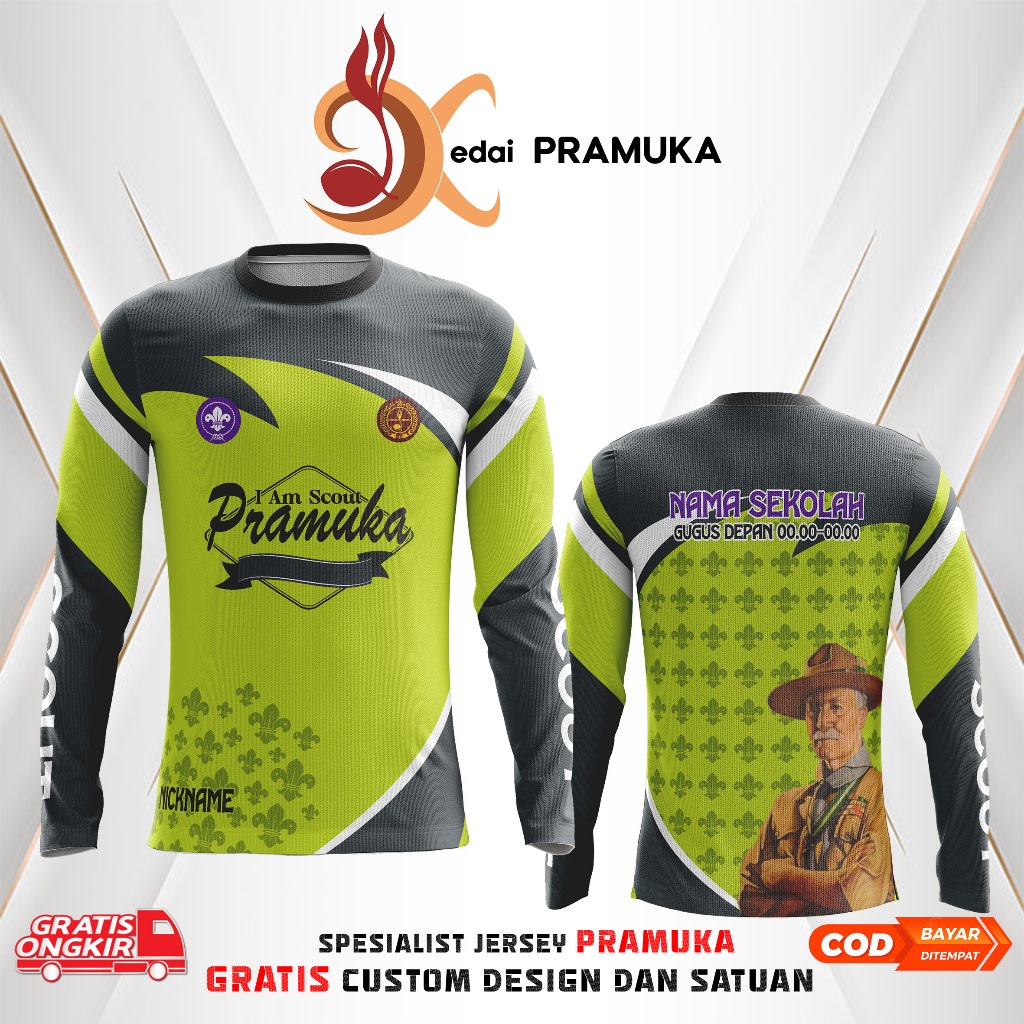 BAJU PRAMUKA FULL PRINTING OUTDOOR GRATIS DESAIN SEPUASNYA 2024