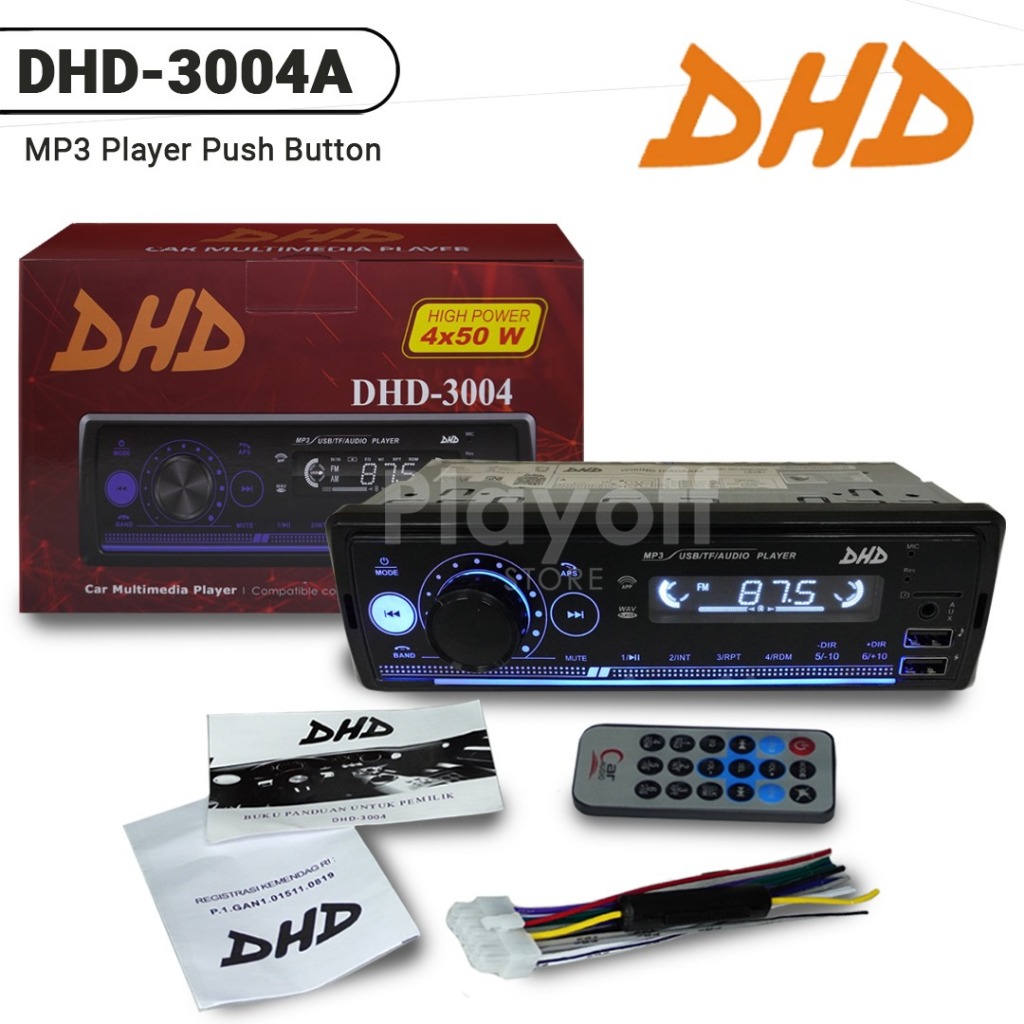 Foto Head Unit Single Din Mp3 Bluetooth Tape Mobil DHD-3004 A/B