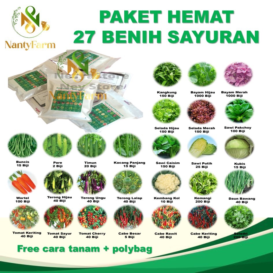 Paket Benih 27 Jenis Sayur Paket Lengkap Benih Sayuran Premium - Benih Sayur