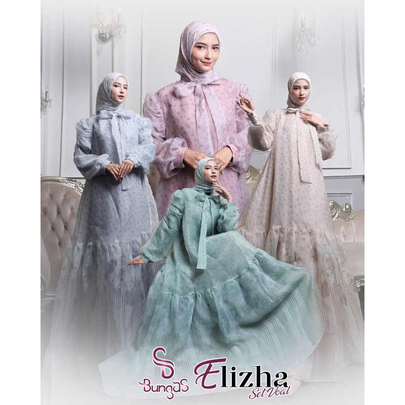 ELIZHA BUNGAS,DRESS LEBARAN KEKINIAN,DRESS LEBARAN TERBARU,DRESS LEBARAN 2024,DRESS LEBARAN PREMIUM