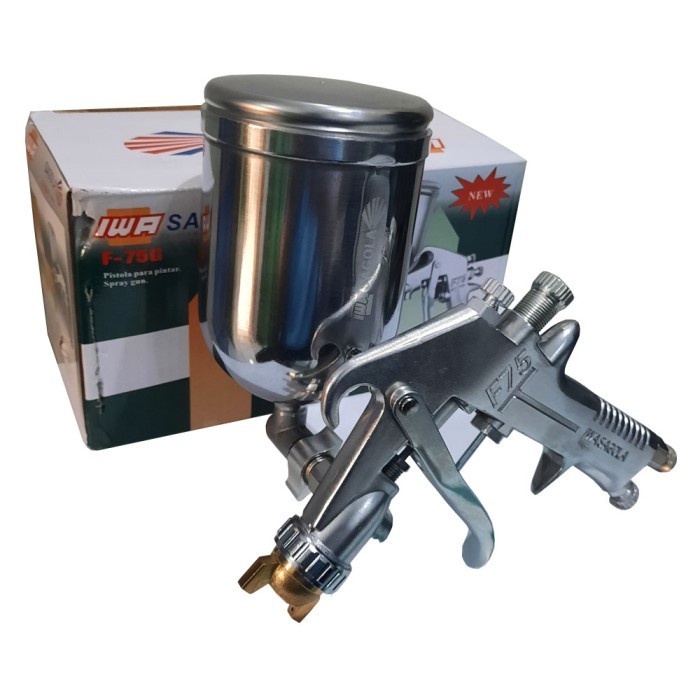 IWA SAGOLA Spray Gun F75G Stainless | Semprotan Cat Minyak F75 G Tabung Atas