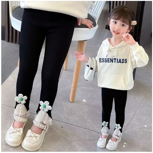 legging anak perempuan import 100% import usia 3 tahun - 9 tahun MODEL RENDA BUNGA 3D
