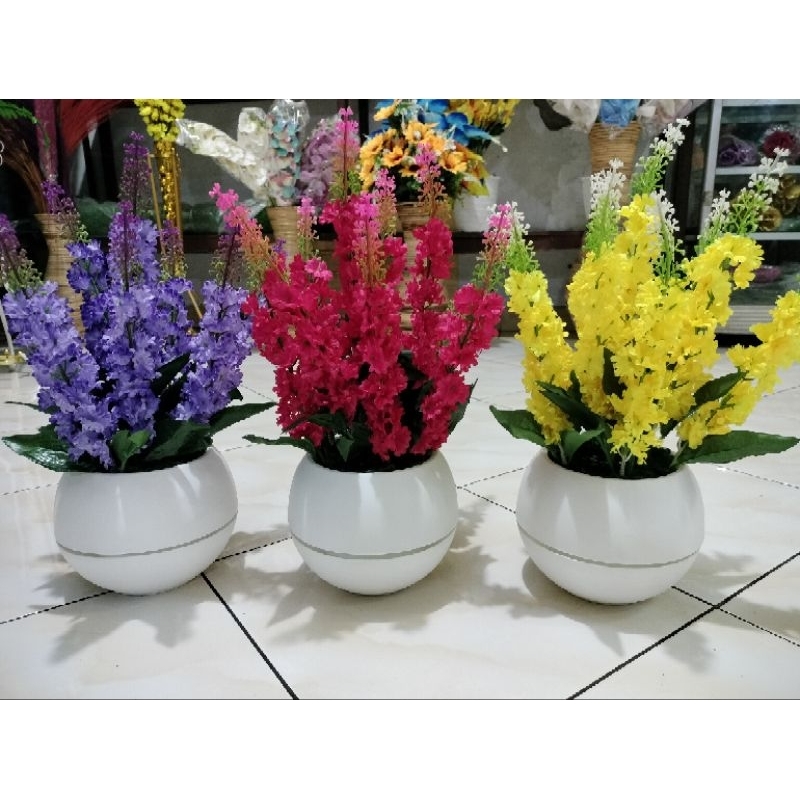 bunga set lavender jumbo dg pot bola bunga meja bunga hias sudut