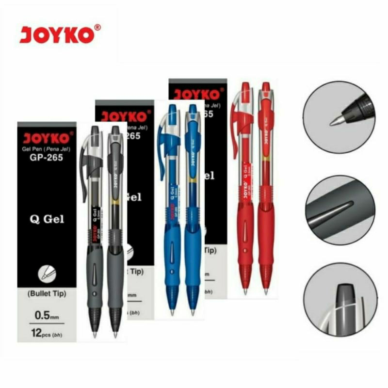 

[1LUSIN/12PCS] BALLPOINT Q GEL GP-265 JOYKO / PENA JOYKO GEL / PULPEN GP265 JOYKO