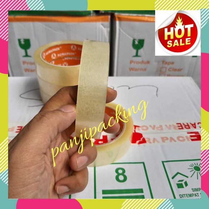 

Lakban aurapack 24mm x 72Y bening solatip bening isolasi 1 inch Solasi