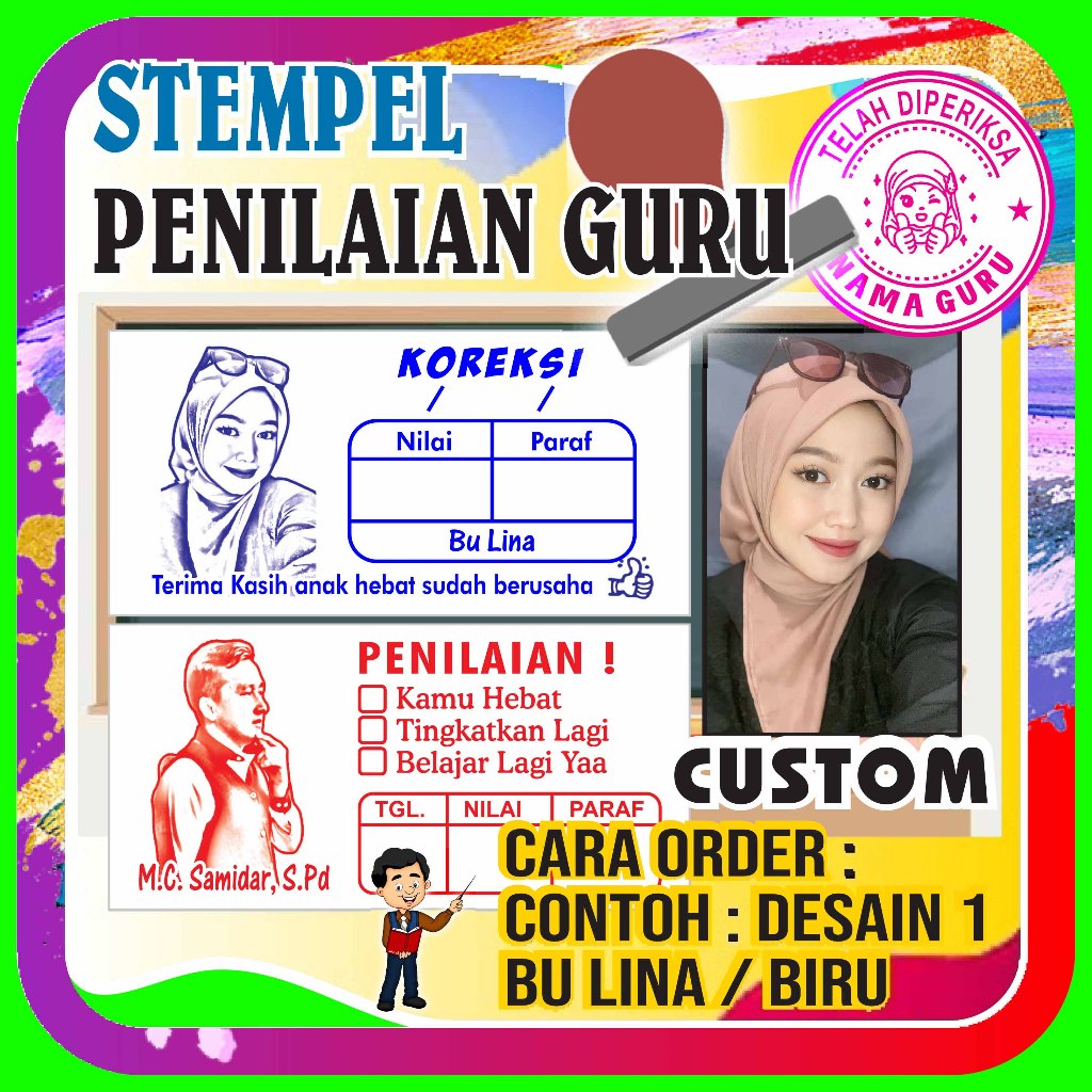 STEMPEL REWARD MURAH / CETAK STEMPEL CHECKED PENILAIAN GURU TK SD PAUD ANAK / STEMPEL NILAI GURU