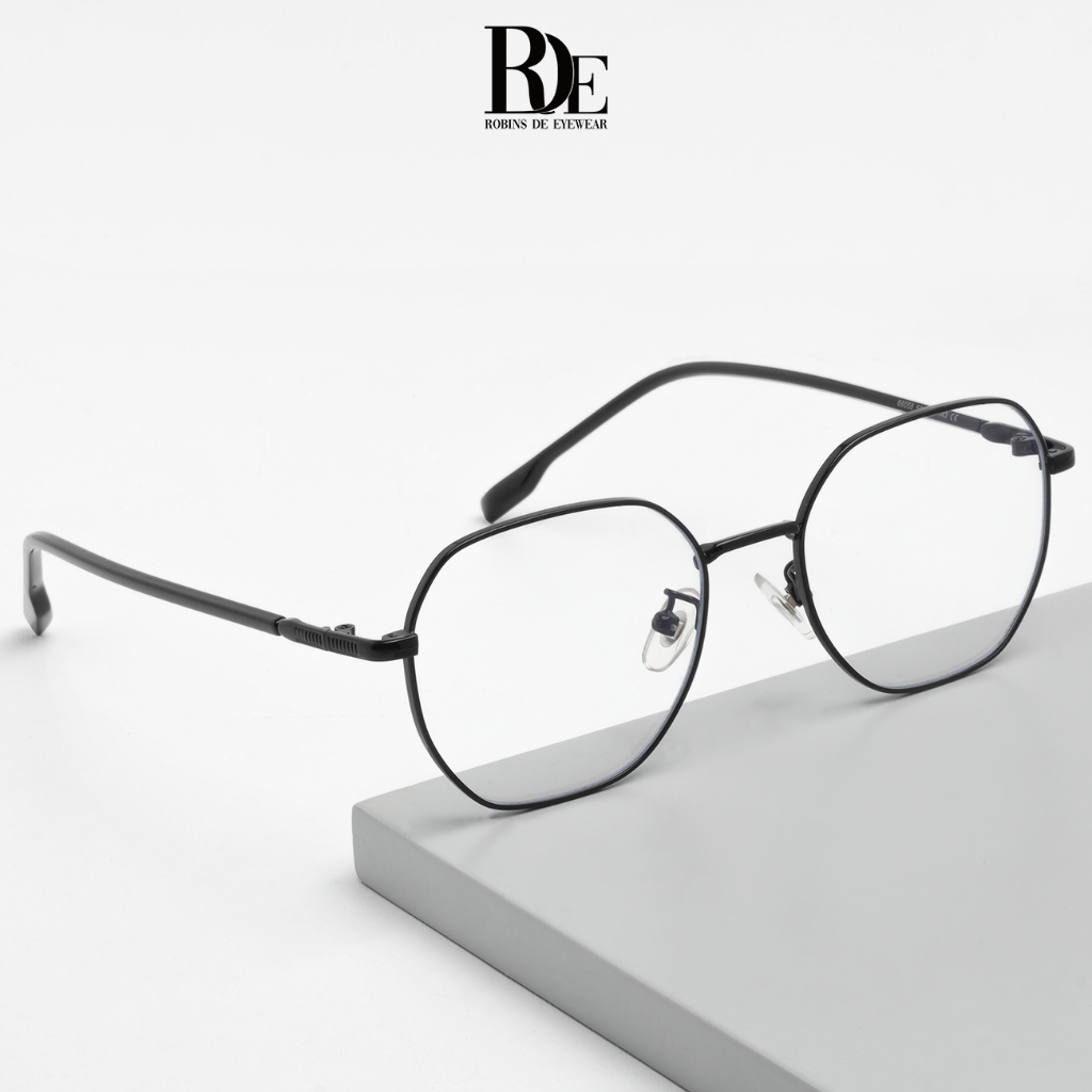 Robins kacamata Anti Radiasi Komputer Frame Kacamata Geometric Bisa Minus Photocromic Bluecromic Fashion Terbaru Pria Wanita 66058-1