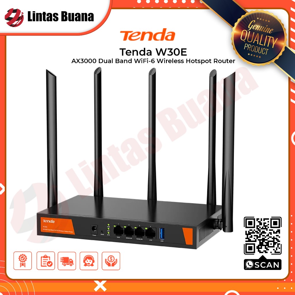 Tenda W30E AX3000 Dual Band WiFi-6 Wireless Hotspot Load Balance Router