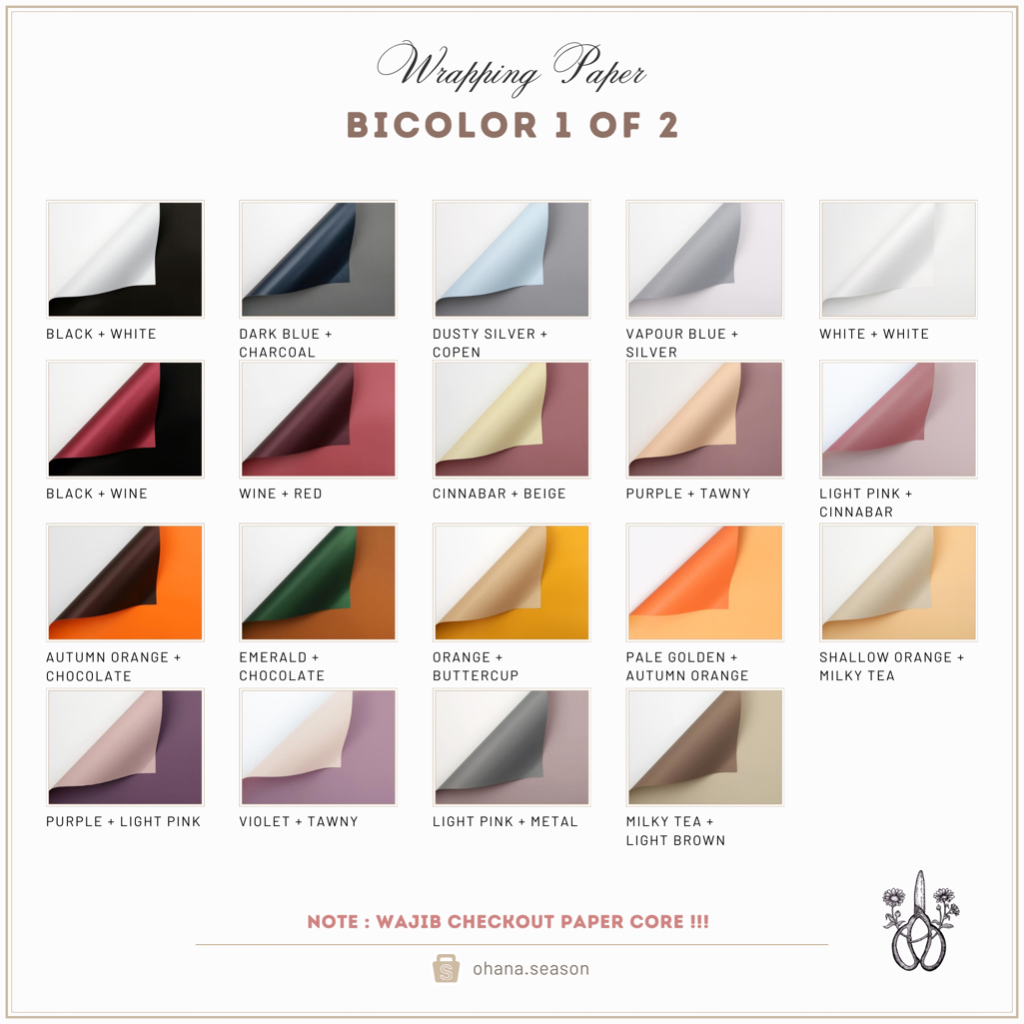 

Ohana Season Floral Wrapping Paper | Kertas Bunga | Bicolor Cellophane 58 x 58 cm (1 of 2)