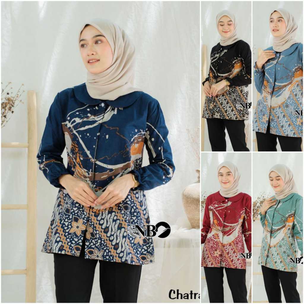 Batik Sabrina Batik wanita Modern Atasan Blouse Batik Kerja Kantor Wanita