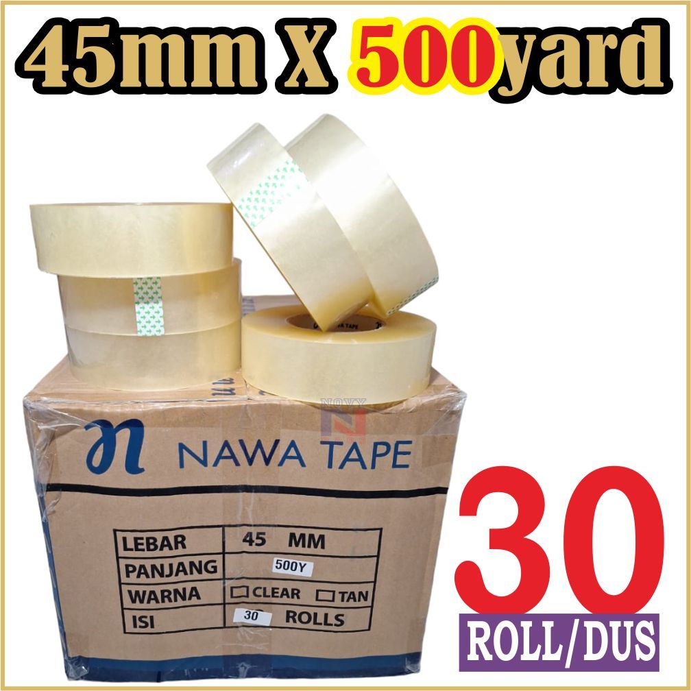 

PROMO SERU! HARGA 1 DUS ISI 5 SLOP = 30 ROLL, LAKBAN BENING & COKLAT 45MM X 500YARD KUALITAS TERBAIK