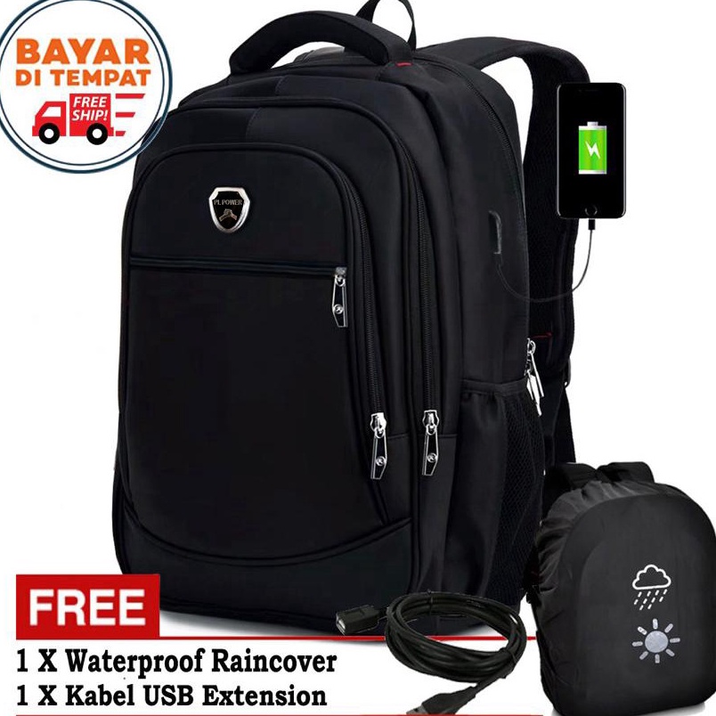 COD TERMURAH Tas Pria Ransel Laptop PoLo Power Original Import Dual USB Portable Tas Laptop Pria Pol