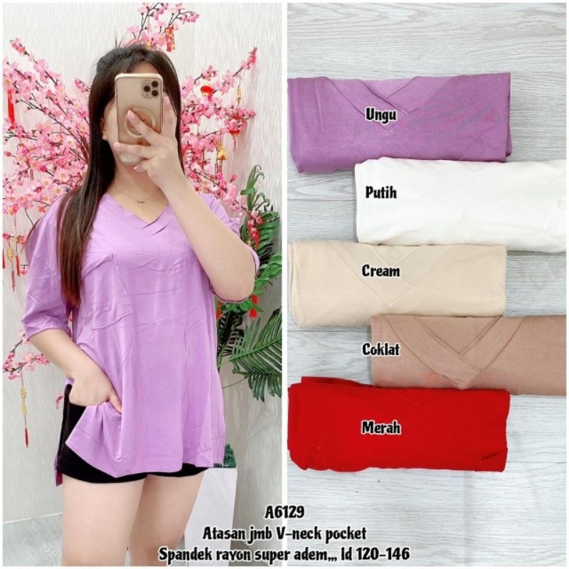ss a6129 atasan jmb v neck pocket
