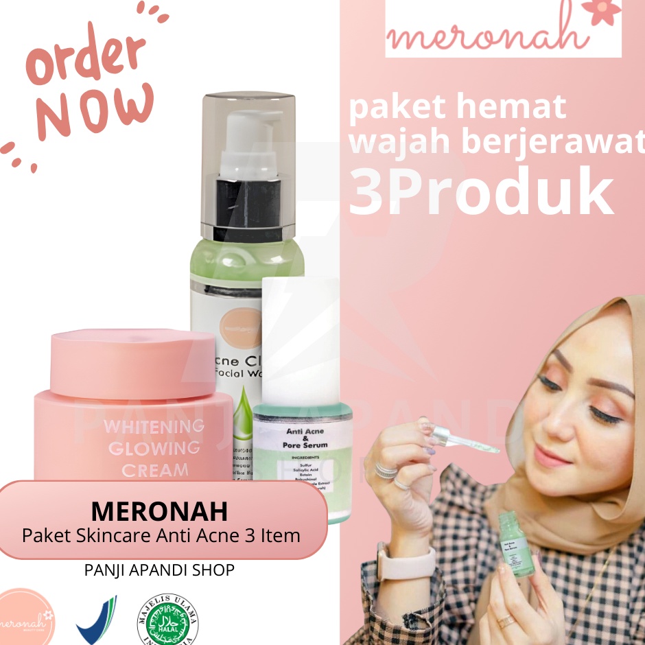 Ready Stok PAKET SKINCARE MERONAH ACNE HEMAT  PANJI APANDI SHOP