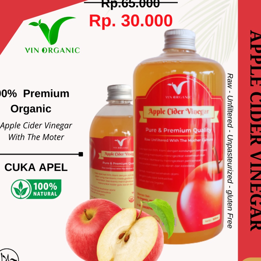 

COD VIN APPLE CIDER VINEGAR CUKA APEL FERMENTASI APPLE VINEGAR WITH THE MOTHER MINUMAN DIET SEHAT CUKA APEL