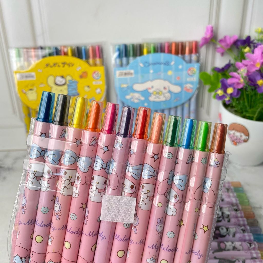 

KRAYON TWIST SANRIO ISI 12 PCS CRAYON PUTAR KARAKTER CUTE BISA COD