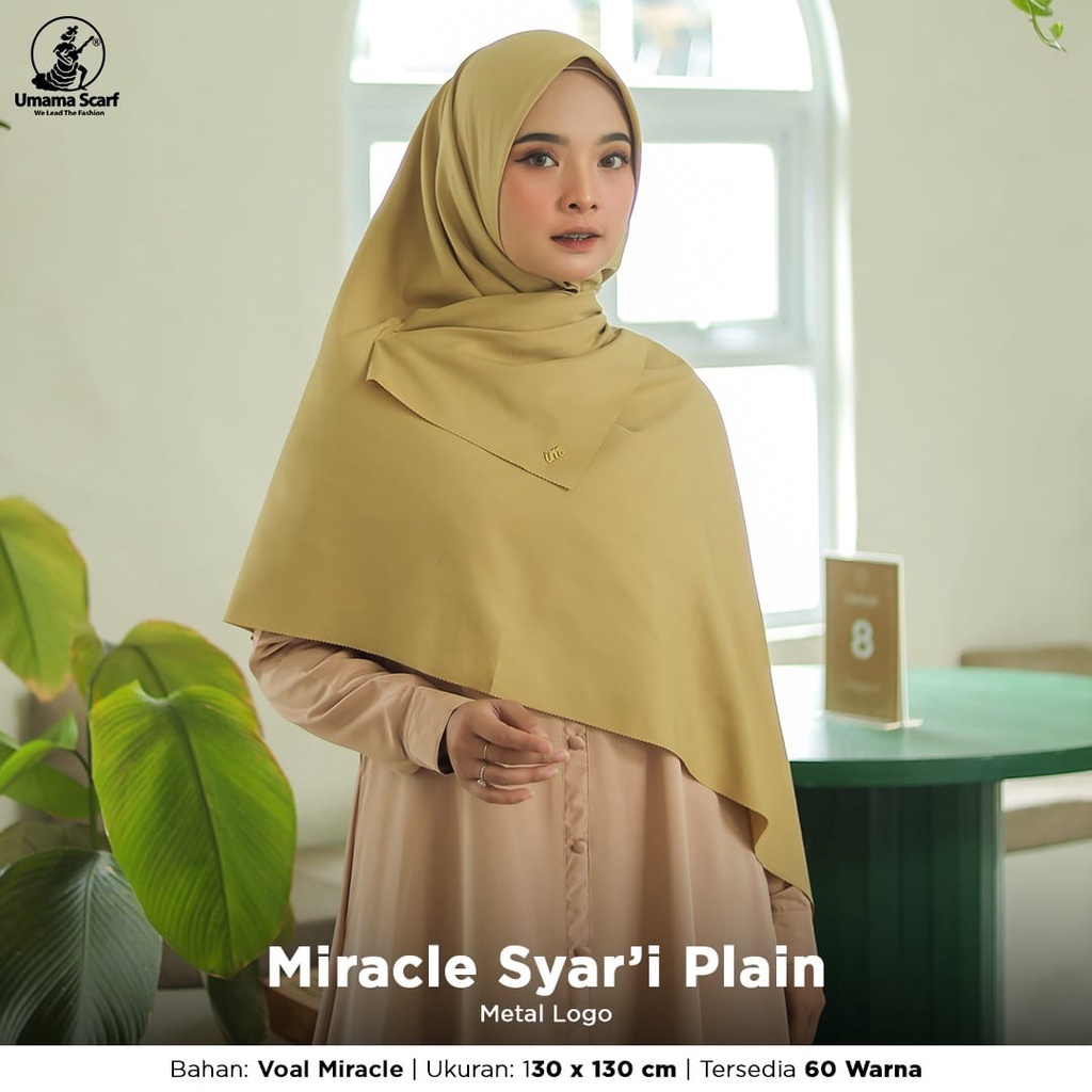(U7PM) VOAL MIRACLE SYARI METAL LOGO LC Umama Scarf 130x130cm Hijab Syari Polos part1